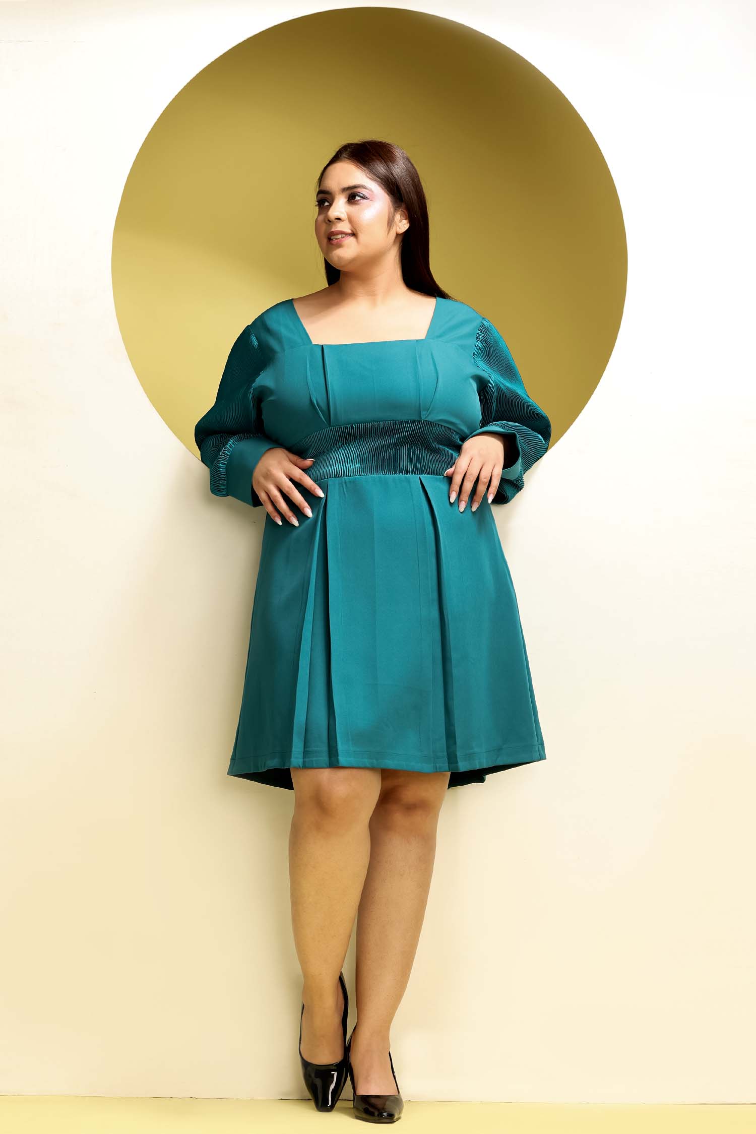 Women Teal Blue Embroidered Sequinned Kurta with Trousers & Net Dupatt–  Inddus.in