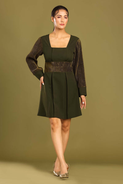 Juniper Green Box Pleated Dress