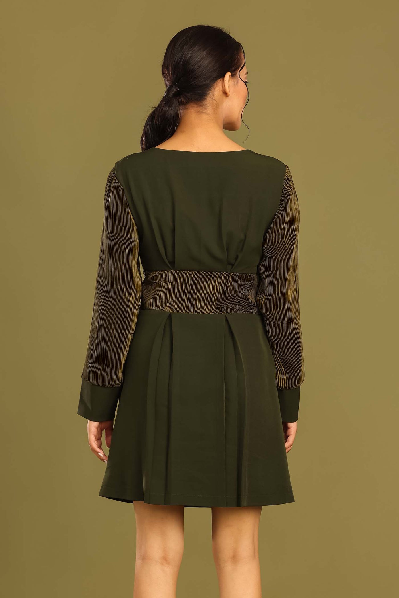 Juniper Green Box Pleated Dress