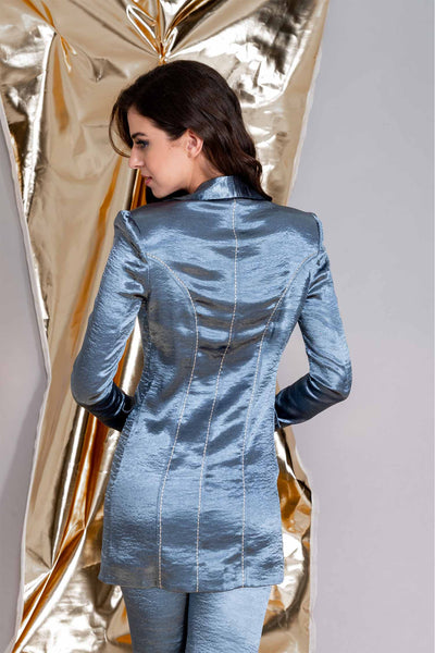 Paradise Blue Embroidered Blazer