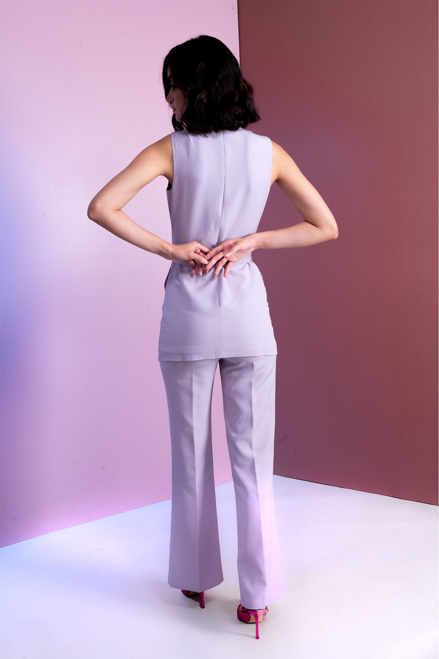 French Lilac Flared Trousers